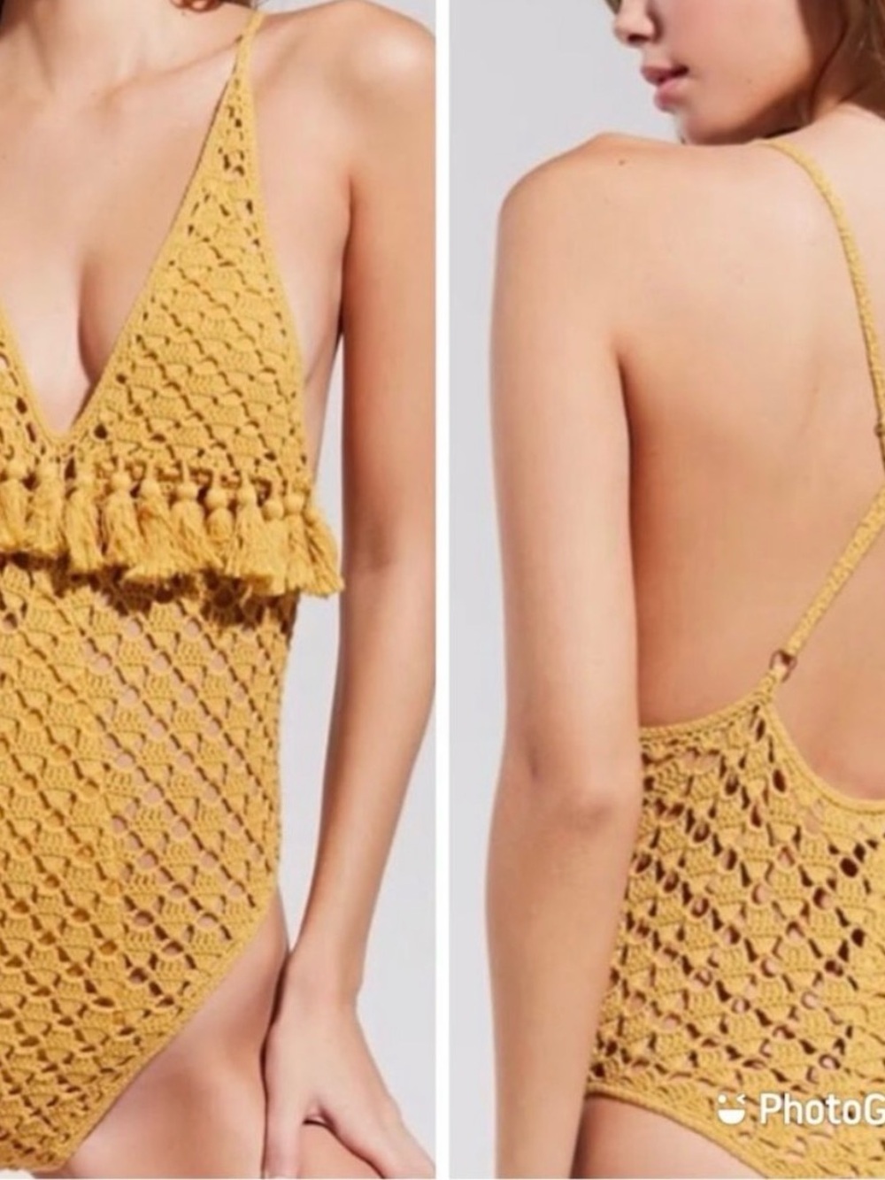 Revolve Somedays Lovin Mystify Crochet One-Piece in Saffron - Picture 4 of 13